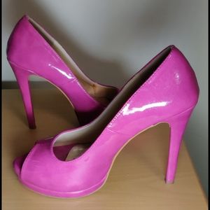 Costa Blanca Women's Pink Peep-Toe Patent Pumps